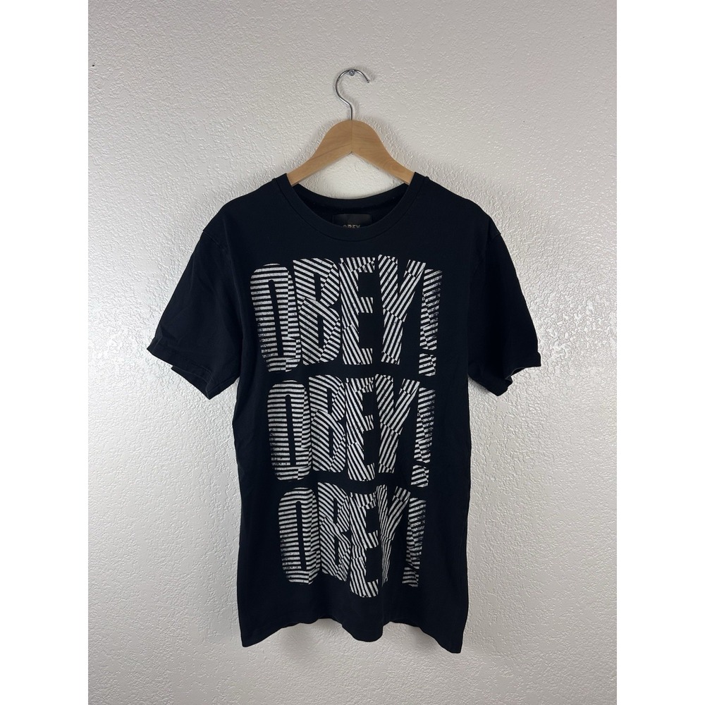 Obey Graphic T-Shirt Featuring Bold "Obey Obey Obey"